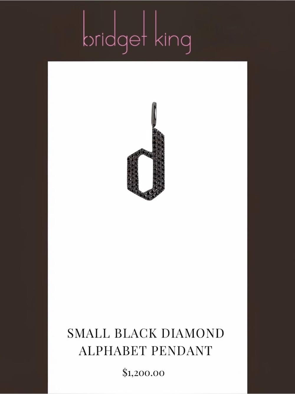 Black Diamond Pavé ‘d’ Pendant